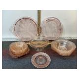 PINK DEPRESSION GLASS DISHES, PLATES & BOWLS