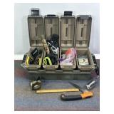 CASE-GAURD AMMO CANS FULL OF MISC ITEMS, CAMPING