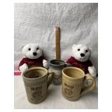 POTTERY COFFEE CUPS, TEDDY BEARS