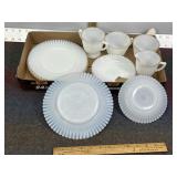WHITE & GOLD TRIM DISHES, CREAMER & SUGAR