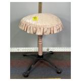 SMALL PINK STOOL W/ METAL LEGS