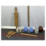 SHAWNEE S & P SHAKERS, ROLLING PIN, PADDLES, JUG