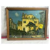 FRAMED EUROPEAN STREET SCENE ART, 20" X 16"