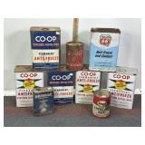 SEVERAL VINTAGE ANTI-FREEZE TINS & OTHER TINS