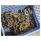 CRATE OF TOW CHAINS & CHAIN PARTS