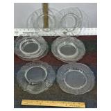 8 ETCHED GLASS 8" SALAD PLATES