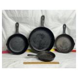 4 CAST IRON PANS