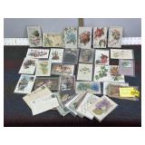 50 VINTAGE & ANTIQUE FLOWER POST CARDS