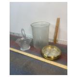 CLEAR GLASS BASKET, DIVIDED DISH, GLASS SHADE