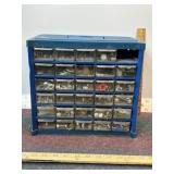 METAL ORGANIZER PACKED FULL OF HARDWARE, 11" X 12"