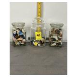3 JARS OF VINTAGE BUTTONS