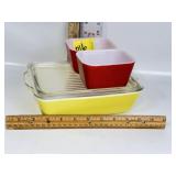 3 PYREX REFRIGERATOR DISHES, 1 LID