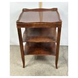 VINTAGE 3 TIER MAHOGANY SIDE TABLE, 26" T X 18 3/4