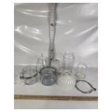 LAMP SHADE, PYREX COFFEE POT, GLASS VASE, CUP