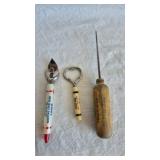MONTANA ADVERTISMENT PIECES, ICE PICK, CAN OPENERS