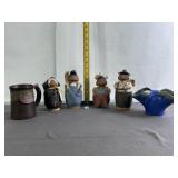VINTAGE SIGNED STONEWARE POTTERY FIGURES/DISHES