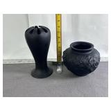 BLACK AMETHYST TIFFEN GLASS VASES