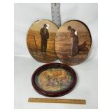 VINTAGE CONVEX GLASS WALL PICTURES, NO FRAMES