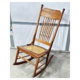 VICTORIAN OAK ROCKING CHAIR W/ CANED SEAT