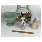 VTG. GLASS URN BOWL, STUDIO ART GLASS VASE, PLATE
