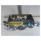 DELFT BLUE VINTAGE POTTERY, WINDMILLS, CLOGS, BELL