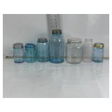 VINTAGE CANNING JARS, COFFEE JARS, MILK BOTTLE
