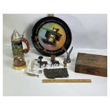 METAL WILDLIFE FIGURES, GERMAN STEIN, METAL TRAY