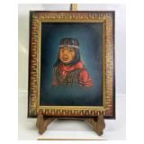 WETZEL FRAMED NATIVE AMERICAN BOY ART ON CANVAS