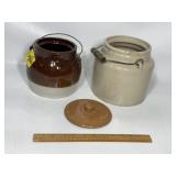 RED WING STONEWARE W/ CHIP, MULTI COLOR BEAN POT
