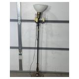 ART DECO FLOOR LAMP W/ 3 ARM CANDELABRA, DIFFUSER
