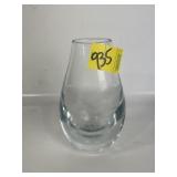 ART GLASS TEAR DROP VASE W/ FISH, SIGNED