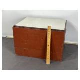 LIDDED WOOD BOX W/ HANDLES, 10" X 16" X 12"