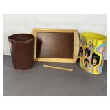 VUL-COT LEATHER TRASH CAN, TRAY, SOCK-IT-TO-ME CAN