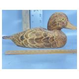 F. POODRY SIGNED CARVED DUCK GOLDEN EYE