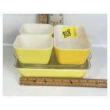PYREX REFRIGERATOR DISHES 2-YELLOW / 1 ORANGE,