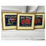 3 FRAMED PRINTS OF OLD CRATE LABELS 14-3/4"X14"
