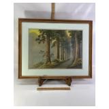 MID-CENTURY STYLE FRAMED ART SIGNED K. SEKI