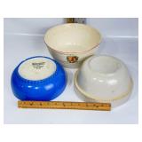 3 OLDER MIXING BOWLS, BAUR, HALL, FRUIT GRAPHIC