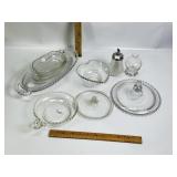 CLEAR GLASS HONBNAIL DISHES, RELISH DISHES