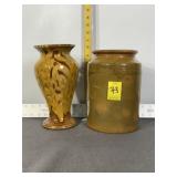 STONEWARE JAR - NO LID, HAGER DRIP VASE, NO CRACKS