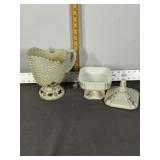 NORTHWOOD CUSTER GLASS PITCHER, CANDY DISH