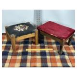 2 FOOT STOOLS, 1 NEEDLE POINT