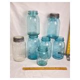 VINTAGE CANNING JARS, BALL, NABOB COFFEE JAR