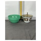 FIRE-KING FRED PRESS BOWL & LID, TEAL MIXING BOWL