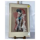 FRAMED MIXED MEDIA COLLAGE ASIAN STYLE, 18 1/4"