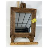 WOOD FRAMED WALL HANGING SMALL MIRROR