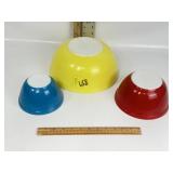 3 PYREX "PRIMARY COLOR" NESTING BOWLS