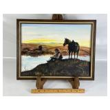 M. GRERE COWBOY & HORSE ART ON BOARD