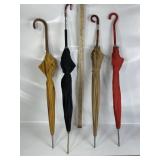4 VINTAGE MCM  LONG HANDLED UMBRELLAS