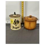 HALL'S KITCHENWARE CROCK W/ LID, SUGAR CANISTER